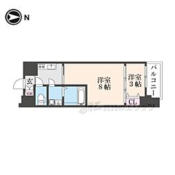 京都市上京区長門町マンション 1DKの間取図画像