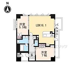 グラン・リソシエ京都下鴨北山 2LDKの間取図画像