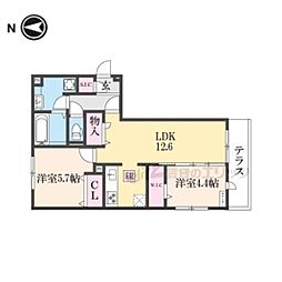 プルミエール上賀茂 2LDKの間取図画像