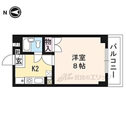 飛鳥井ハウス 1Kの間取図画像