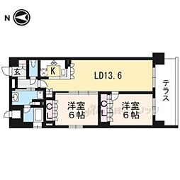リーガル京都聖護院 2LDKの間取図画像