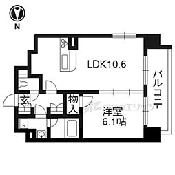 プレサンス京大前 1LDKの間取図画像
