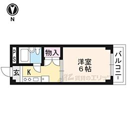 アイフル衣笠 1Kの間取図画像