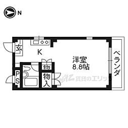 パール新大宮B棟 1Kの間取図画像