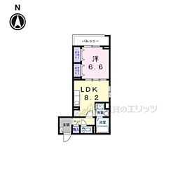 京都市北区大宮東小野堀町アパート 1LDKの間取図画像