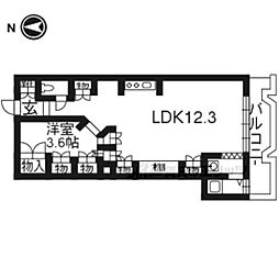 シャルマン北白川ハイツ 1LDKの間取図画像