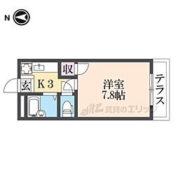銀頂ハイツ 1Kの間取図画像