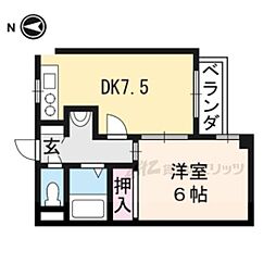 シャトレ修学院 1DKの間取図画像
