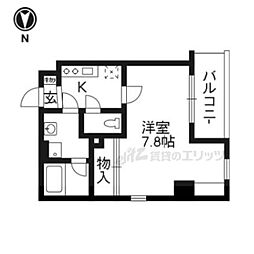 クリスタルグランツ京都御所西 1Kの間取図画像
