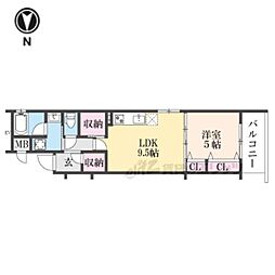 ベラジオ雅び京都烏丸西 1LDKの間取図画像