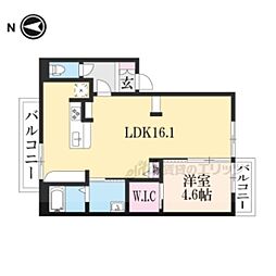 バウム西賀茂 1LDKの間取図画像