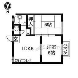 ラトゥール岩倉南 2DKの間取図画像