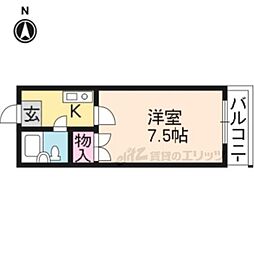 セゾン東寺 1Kの間取図画像