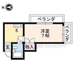 ペガサスハイツ 1Kの間取図画像