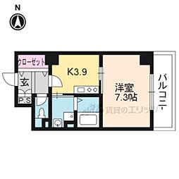 ヴァンヴェルデ西京極 1Kの間取図画像