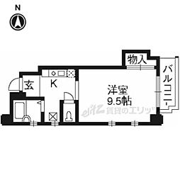 ルサフィール西大路 1Kの間取図画像