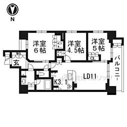 ソルレヴェンテ四条大宮 3LDKの間取図画像