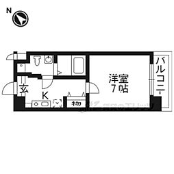 クレストコート二条城北 1Kの間取図画像