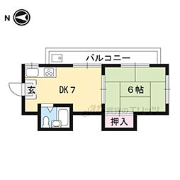 三浦ハイツ 1DKの間取図画像
