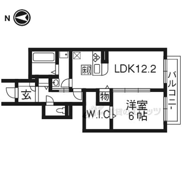 京都府京都市右京区宇多野柴橋町(賃貸アパート1LDK・1階・50.89㎡)の写真 その2