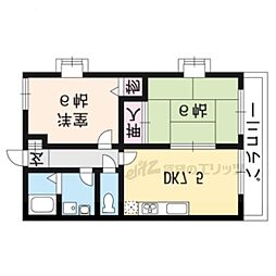 メルべーユ桂川 2階2DKの間取り