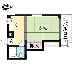 京福電気鉄道北野線 北野白梅町駅 バス5分 千本今出川下車 徒歩2分の賃貸マンション 3階1Kの間取り