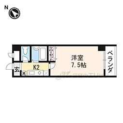阪急嵐山線 上桂駅 徒歩8分の賃貸マンション 1階1Kの間取り