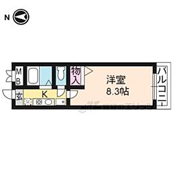 ビクトワール二条 2階1Kの間取り