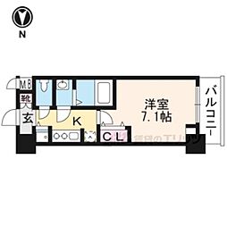 JR東海道・山陽本線 京都駅 徒歩8分の賃貸マンション 2階1Kの間取り