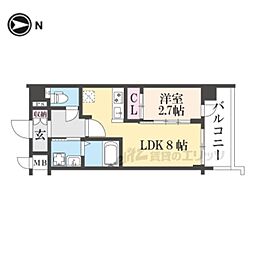 JR東海道・山陽本線 西大路駅 徒歩13分の賃貸マンション 4階1LDKの間取り