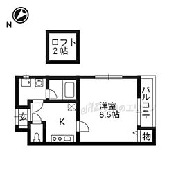 ＭＩＴＹ桂朝日町 2階1Kの間取り