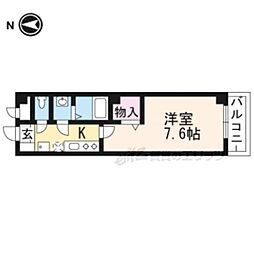 フラッティ西大路花屋町 4階1Kの間取り