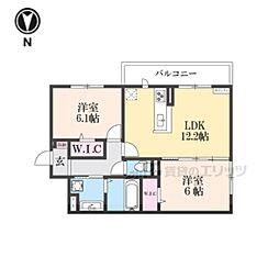 アイル京都八条 1階2LDKの間取り