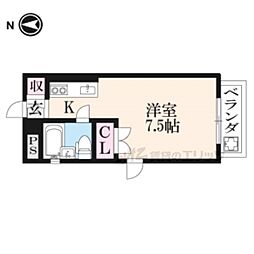 ツインヒル館 1階1Kの間取り