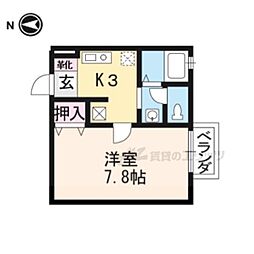 JR東海道・山陽本線 西大路駅 徒歩7分の賃貸アパート 2階1Kの間取り