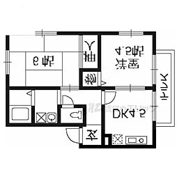 フレグランス西梅津 2階2DKの間取り