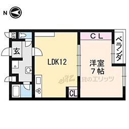 第31長栄コーポきぬもと 2階1LDKの間取り