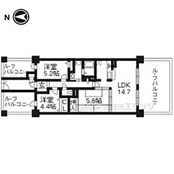 ライオンズマンション西院 2階3LDKの間取り