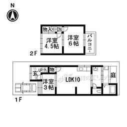 JR山陰本線 花園駅 徒歩13分の賃貸一戸建て 3LDKの間取り