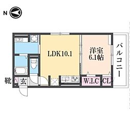ソーニョ西京極 3階1LDKの間取り