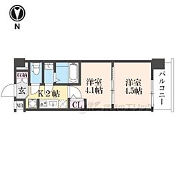 京都市南区吉祥院西ノ庄西浦町マンション 2Kの間取図画像