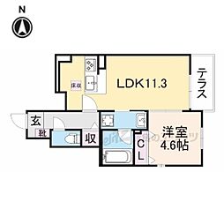 JR東海道・山陽本線 西大路駅 徒歩13分の賃貸アパート 1階1LDKの間取り