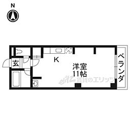 京福電気鉄道北野線 御室仁和寺駅 徒歩8分の賃貸マンション 2階1DKの間取り