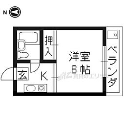 ピアレス多喜 1階1Kの間取り