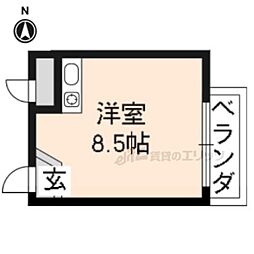 笹屋ロイヤルハイツ 3階1Kの間取り
