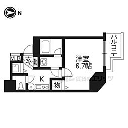阪急京都本線 西京極駅 徒歩1分の賃貸マンション 9階1Kの間取り