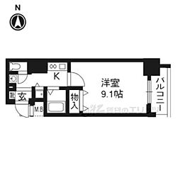 JR東海道・山陽本線 西大路駅 徒歩4分の賃貸マンション 3階1Kの間取り