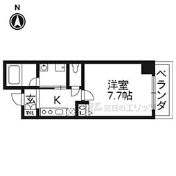 アスヴェル京都西大路御池 1階1Kの間取り