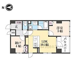 京都地下鉄東西線 二条駅 徒歩12分の賃貸マンション 6階1LDKの間取り