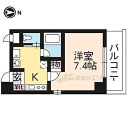 京福電気鉄道北野線 北野白梅町駅 徒歩13分の賃貸マンション 6階1Kの間取り